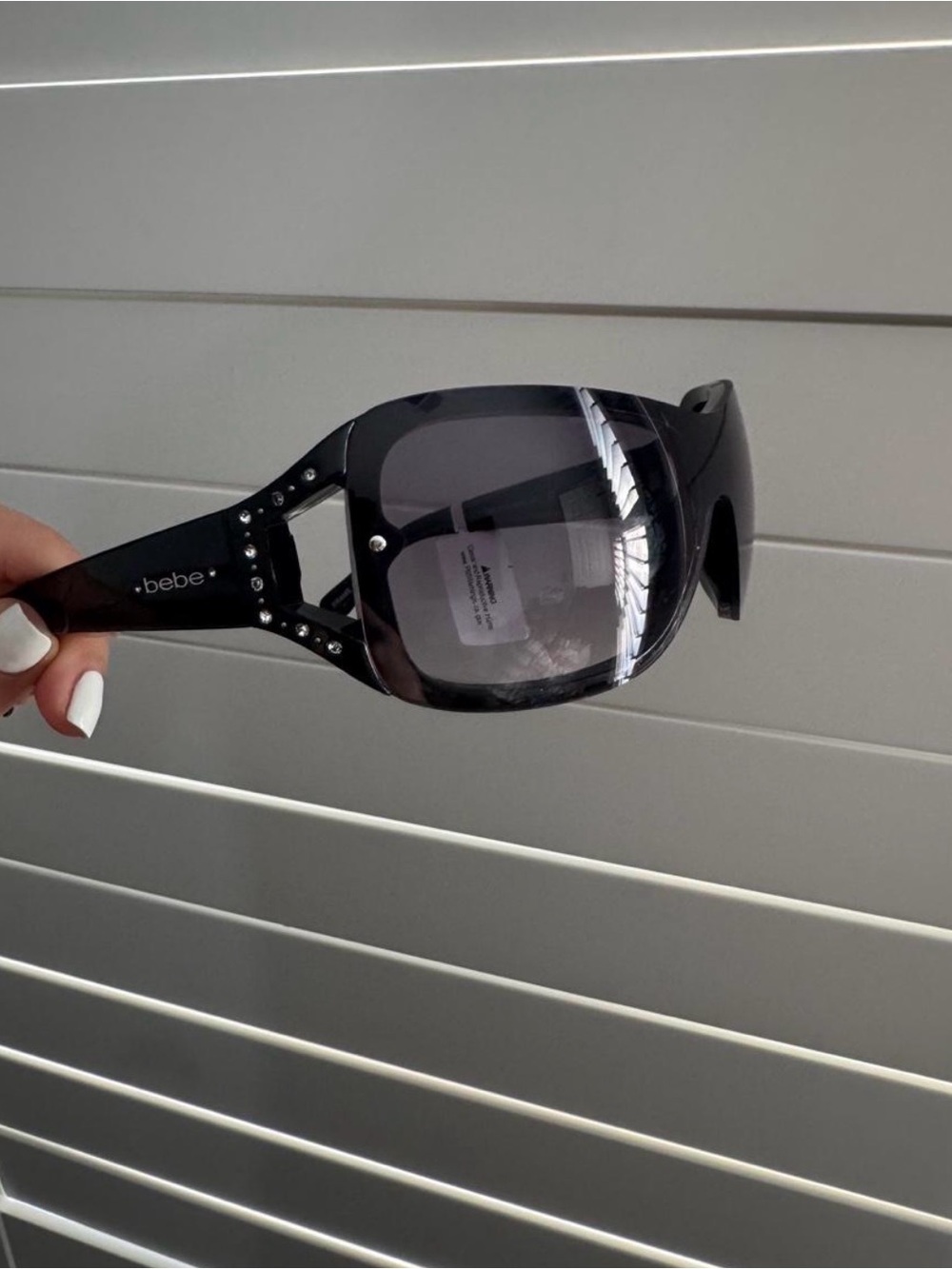 bebe Black Oversized Women's Sunglasses with Stud Accents